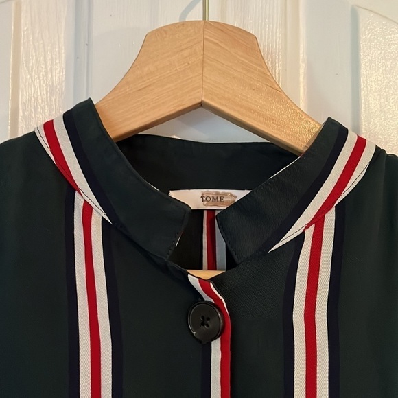 Tome | Short Sleeve Mermaid Striped Button Up Dress Size 8 Stripes Designer - Picture 10 of 15